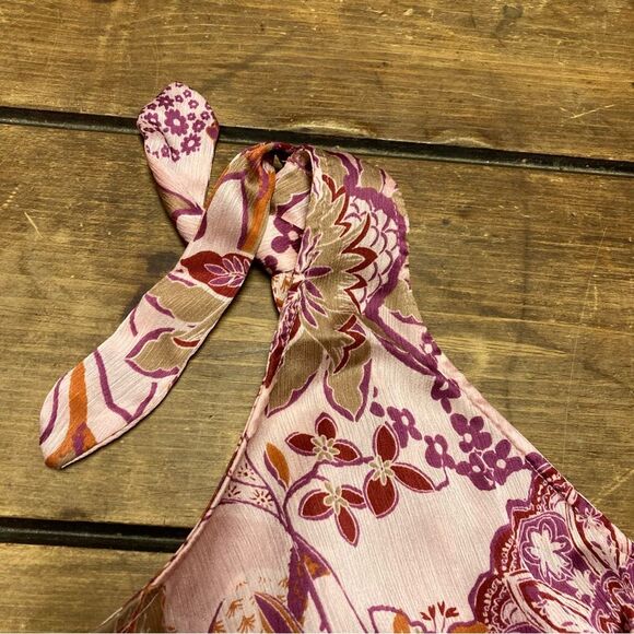 Free People Weekend In Montauk Tank Top Large Smocked Crop Tie Strap NWT Pink - Picture 3 of 13